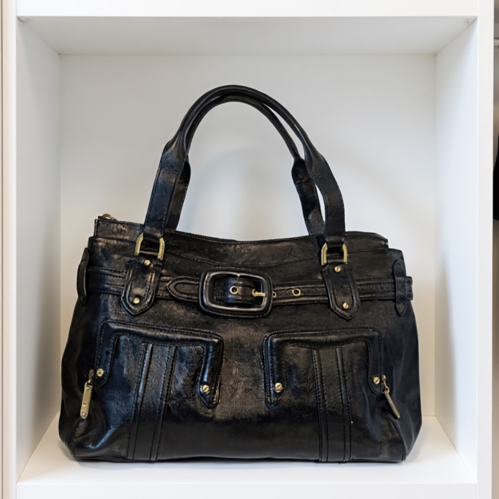 Cole Haan Black Leather Satchel Handbag